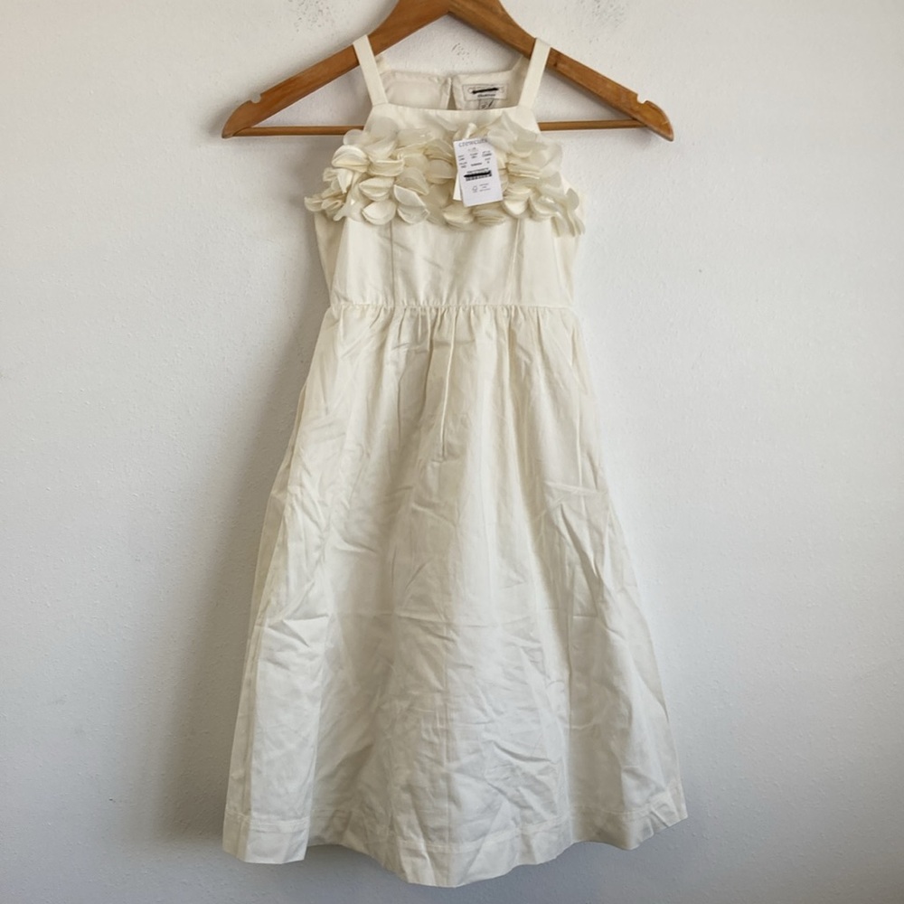 J Crew Girls' floral appliqué midi dress in sateen cotton‎ Size 6 Ivory